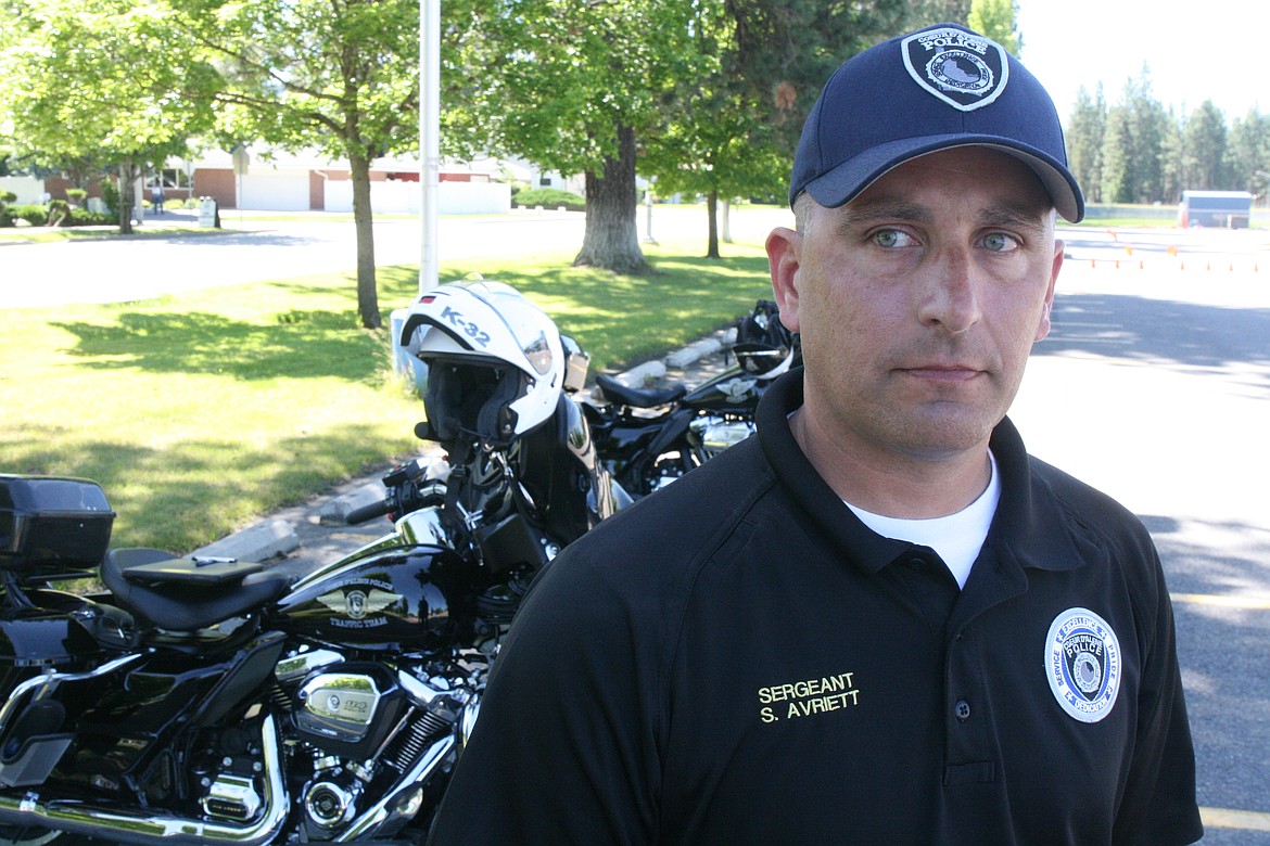 When he isn’t in the saddle of a police Harley,or training others to be, Coeur d’Alene Police Sgt. Shane Avriett is part of the department’s detective unit.
Ralph Bartholdt/Press