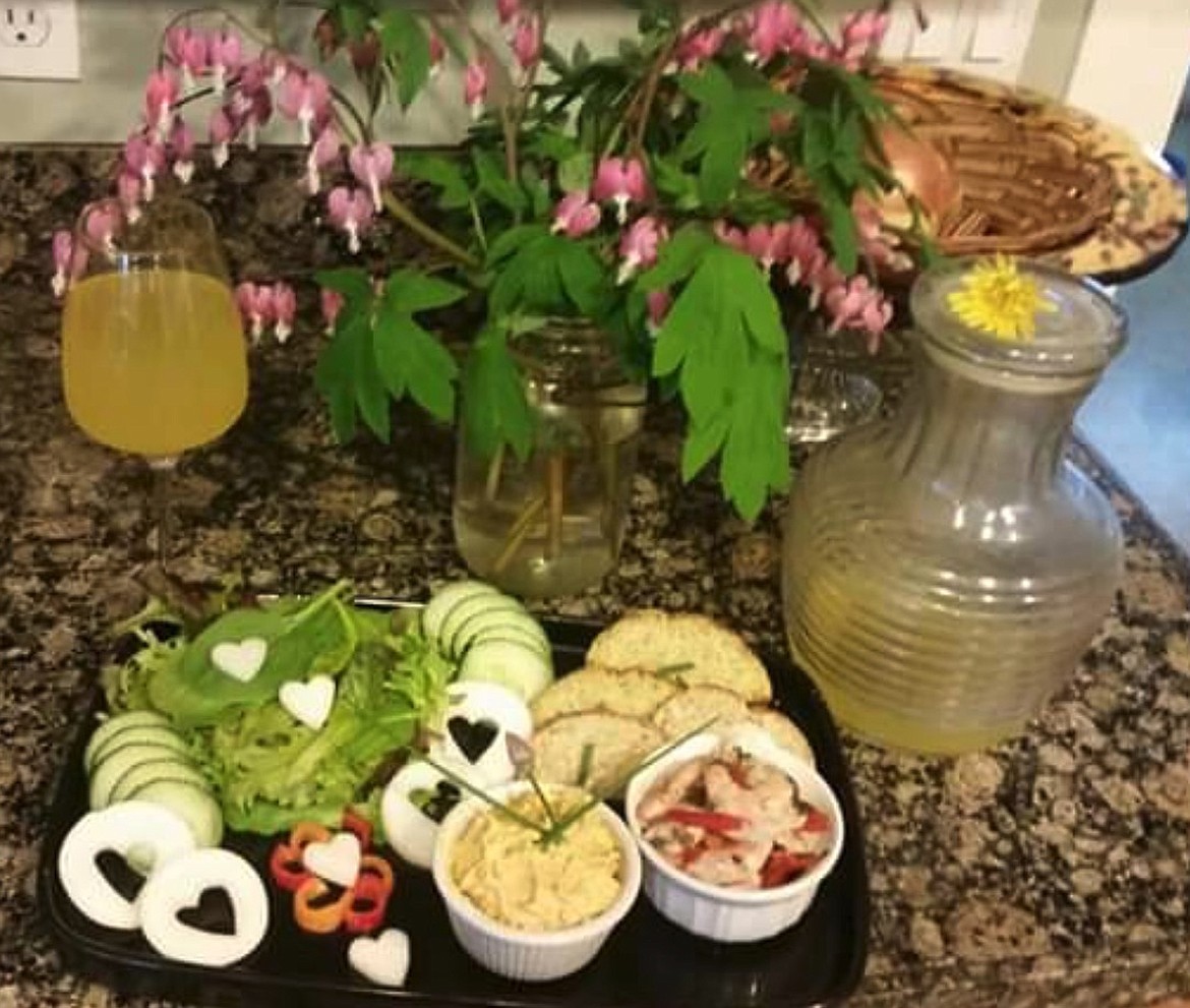 “Take time, be thankful. Be kind and responsible,” writes Nannette Heintzelman of this Best Shot of pickled shrimp, sweet potato hummus, spring mix, cubcumber, radish, sweet peppers, cheesy zucchini garlic bread and dandelion iced team. If you have a photo that you took that you would like to see run as a Best Shot or I Took The Bee send it in to the Bonner County Daily Bee, P.O. Box 159, Sandpoint, Idaho, 83864; or drop them off at 310 Church St., Sandpoint. You may also email your pictures in to the Bonner County Daily Bee along with your name, caption information, hometown and phone number to bcdailybee@bonnercountydailybee.com.