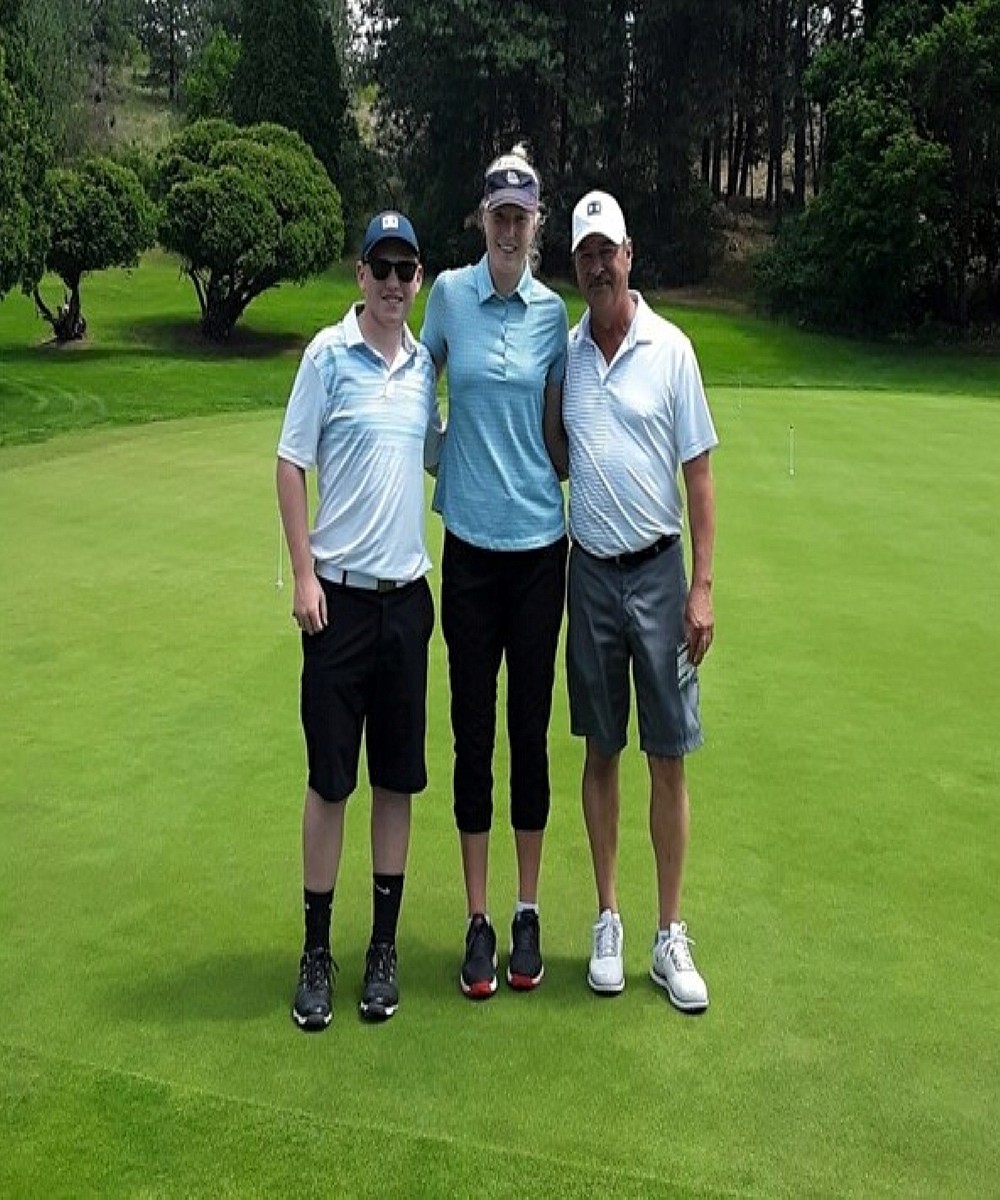 From left: Harley Wilks, Hattie Larson and Timothy Morton pose for a photo at Monday’s Inland Empire PGA Pro-Junior at Esmeralda Golf Course. The trio tied for 15th out of 24 teams. Wilks shot a 90 and Larson tallied an 86.