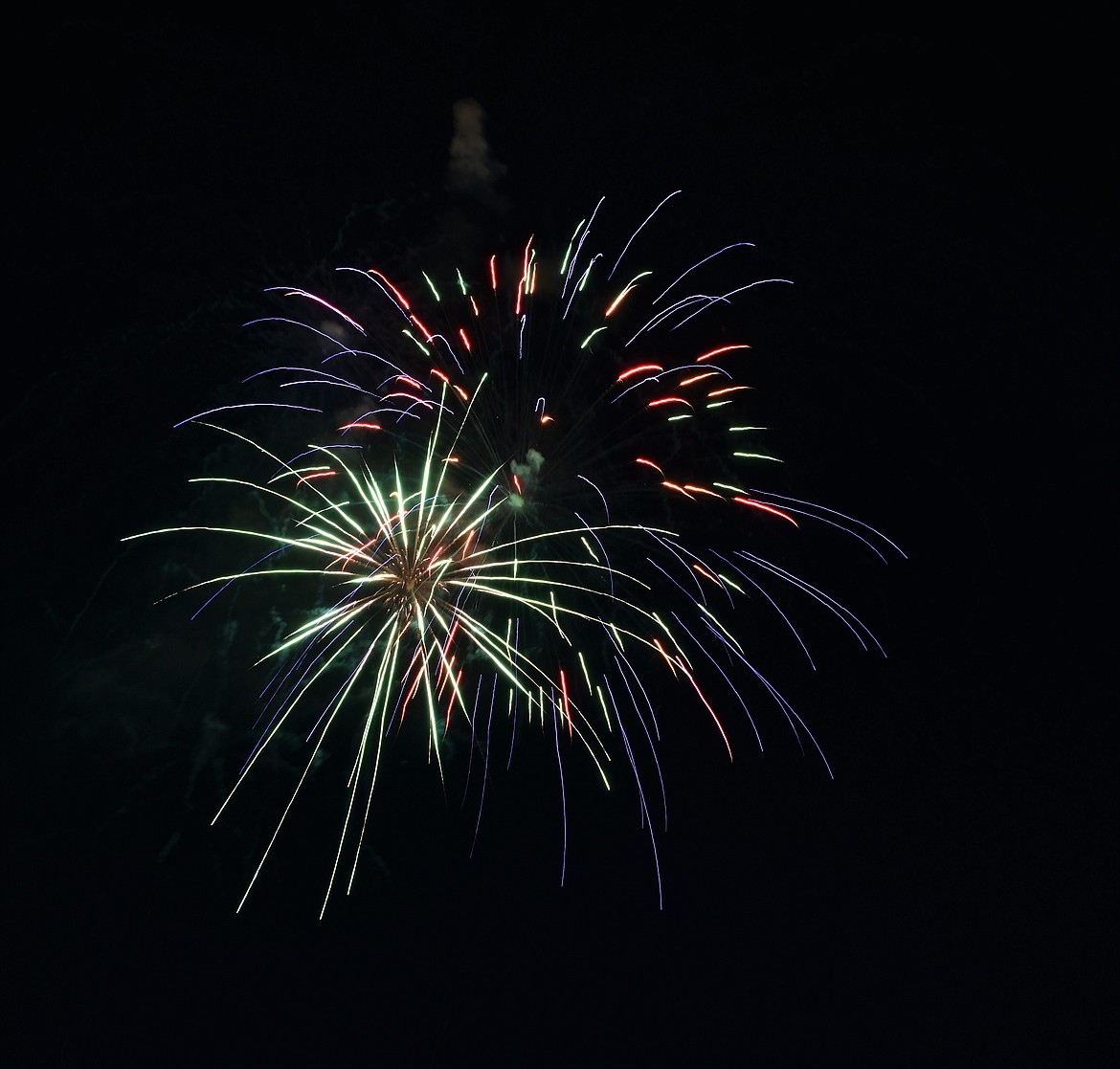 (Photo courtesy of RACHEL SUN) 
 Fireworks lit up the sky above Sandpoint City Beach on Saturday.
