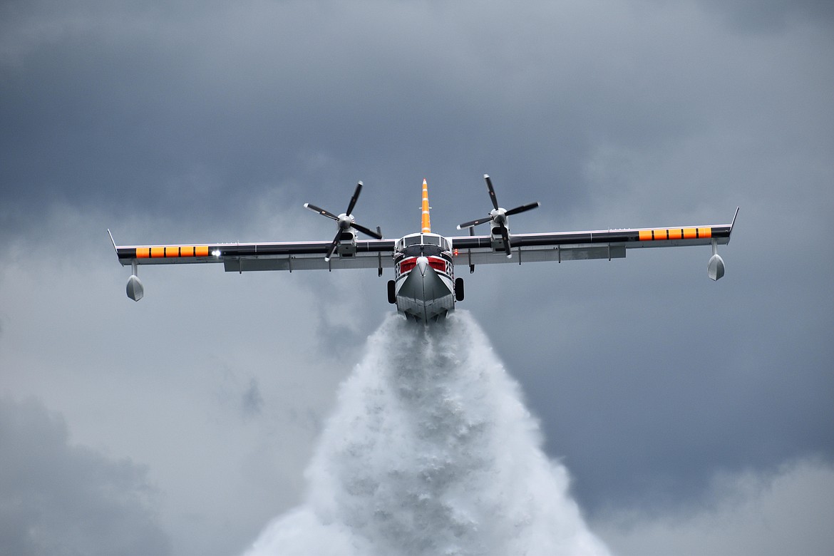 This Aero-Flite CL-415 water scooper is one type of aircraft that trains on Lake Coeur d’Alene. Most midair collisions occur in day visual meteorological conditions — the times of best visibility — within five miles of an airport. (Photo by MIKE KINCAID)