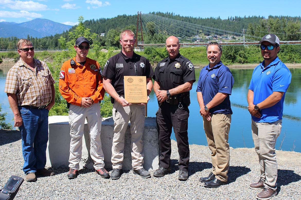 (Photo by VICTOR CORRAL MARTINEZ) 
 Boundary County Detective Caleb Watts is honored as the Idaho Marine Deputy of the Year.