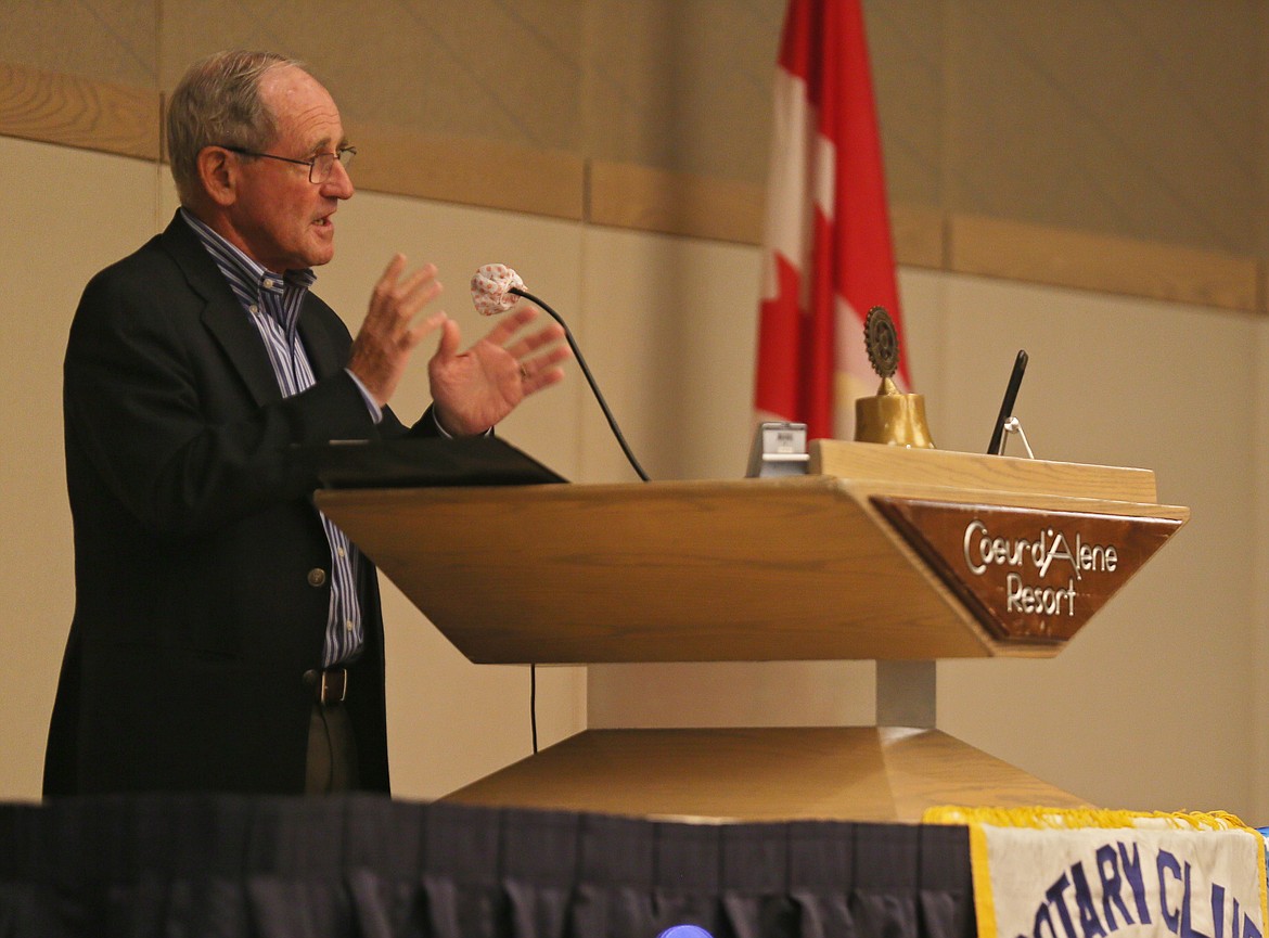 China, COVID-19 and rule of law were three main topics Sen. Jim Risch discussed during a Coeur d’Alene Rotary meeting in The Resort on Friday. (DEVIN WEEKS/Press)