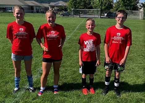 From left: Alexandria David, Addie Guidos, Ashee Nieman and Isaac Schmidt were named Premier 2 Campers of the Day at the Sandpoint Strikers summer camp on July 15.