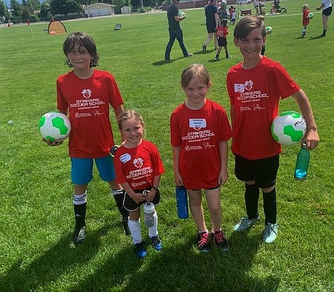 From left: Dominic Solum, Philomena Howard, Mckenzie Stevens and Joel Kuhn were named Recreational Campers of the Day at the Sandpoint Strikers summer camp on July 16.