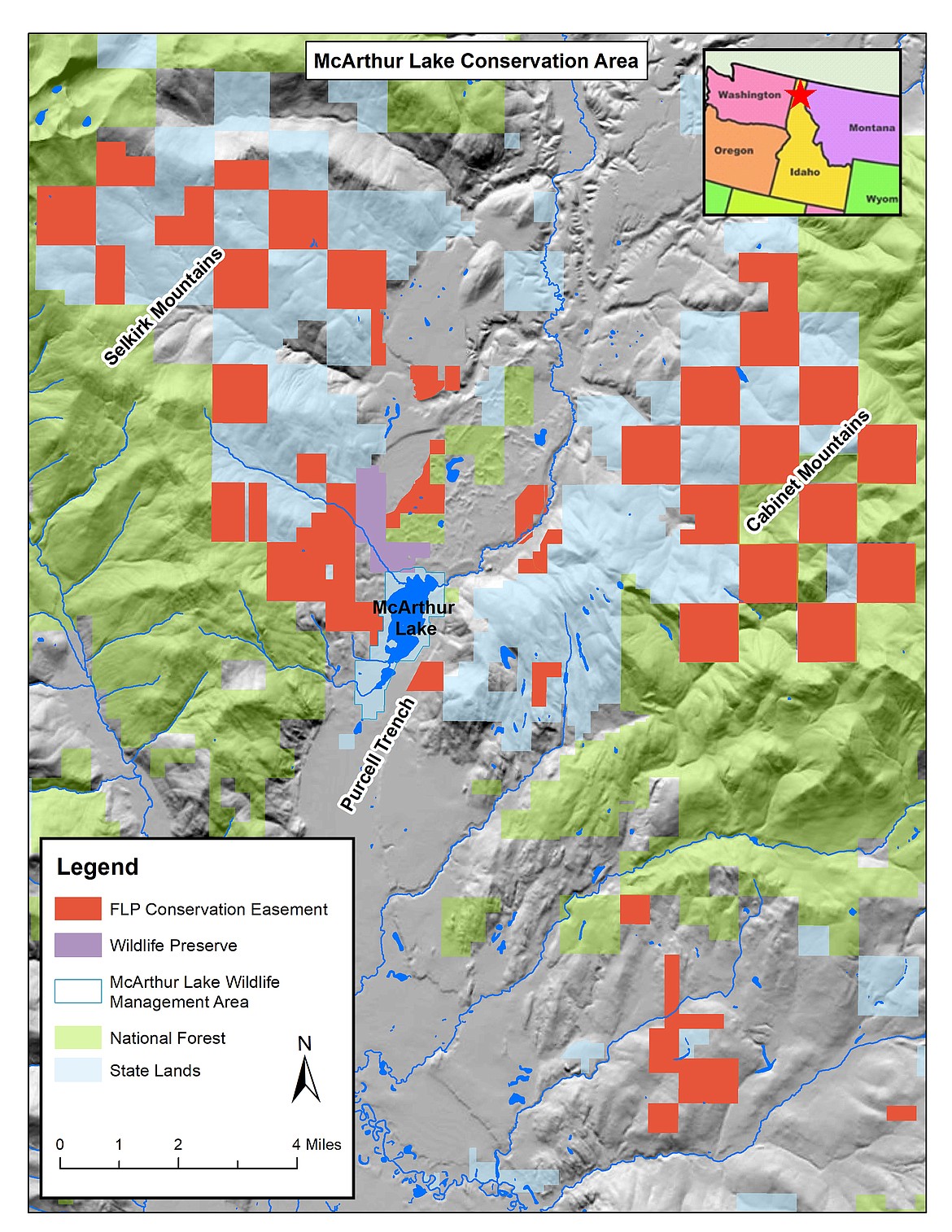 (Courtesy image) 
 A map of the McArthur Lake WMA, the site of a major conservation achievement. A series of deals completing the FLP easements was completed in late 2019. About $12 million in FLP funds and $1.5 million in partner grant funds made the purchases possible.