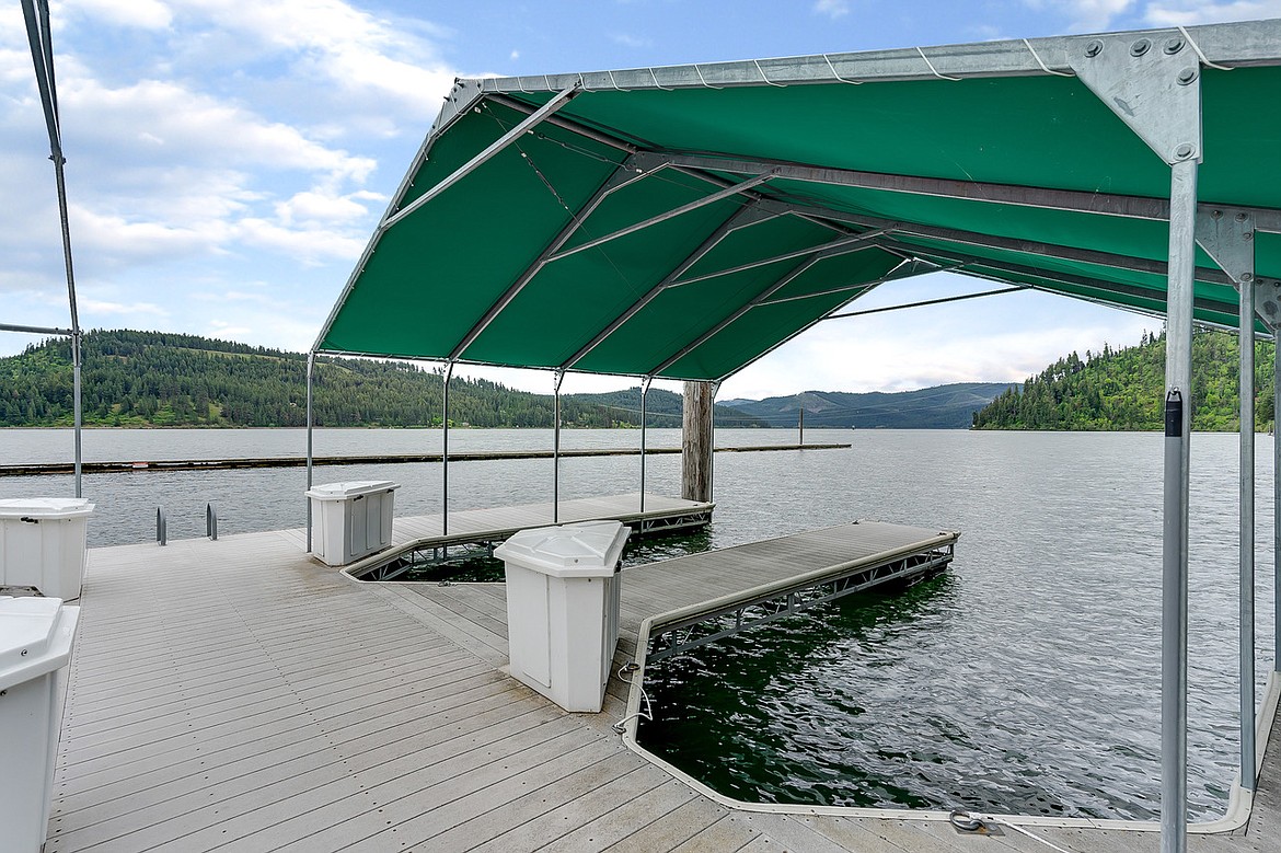 A covered slip that comes with a listed home in the Conkling Park area on Lake Coeur d’Alene.