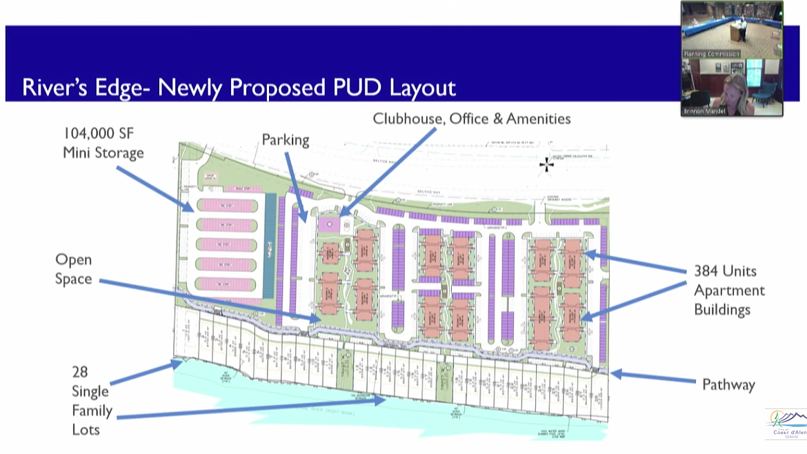 An outline of what Rivers Edge developers look to build, provided the Coeur d'Alene City Council follows the planning commission's recommendation to approve a land swap to consolidate the site. (Courtesy CDA TV)