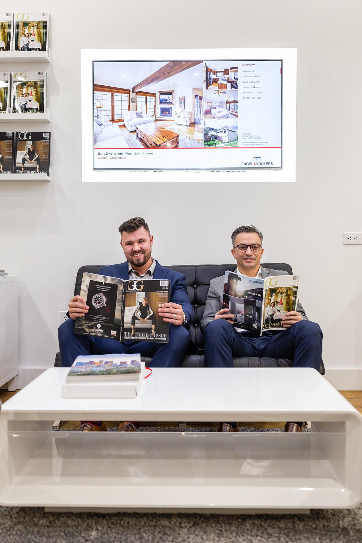 Courtesy photo 
 Owners Benjamin Baker and Alex Gamea pose for a photo at Engel & Volkers, a luxury real estate office at 2040 N. Main St. in Riverstone.