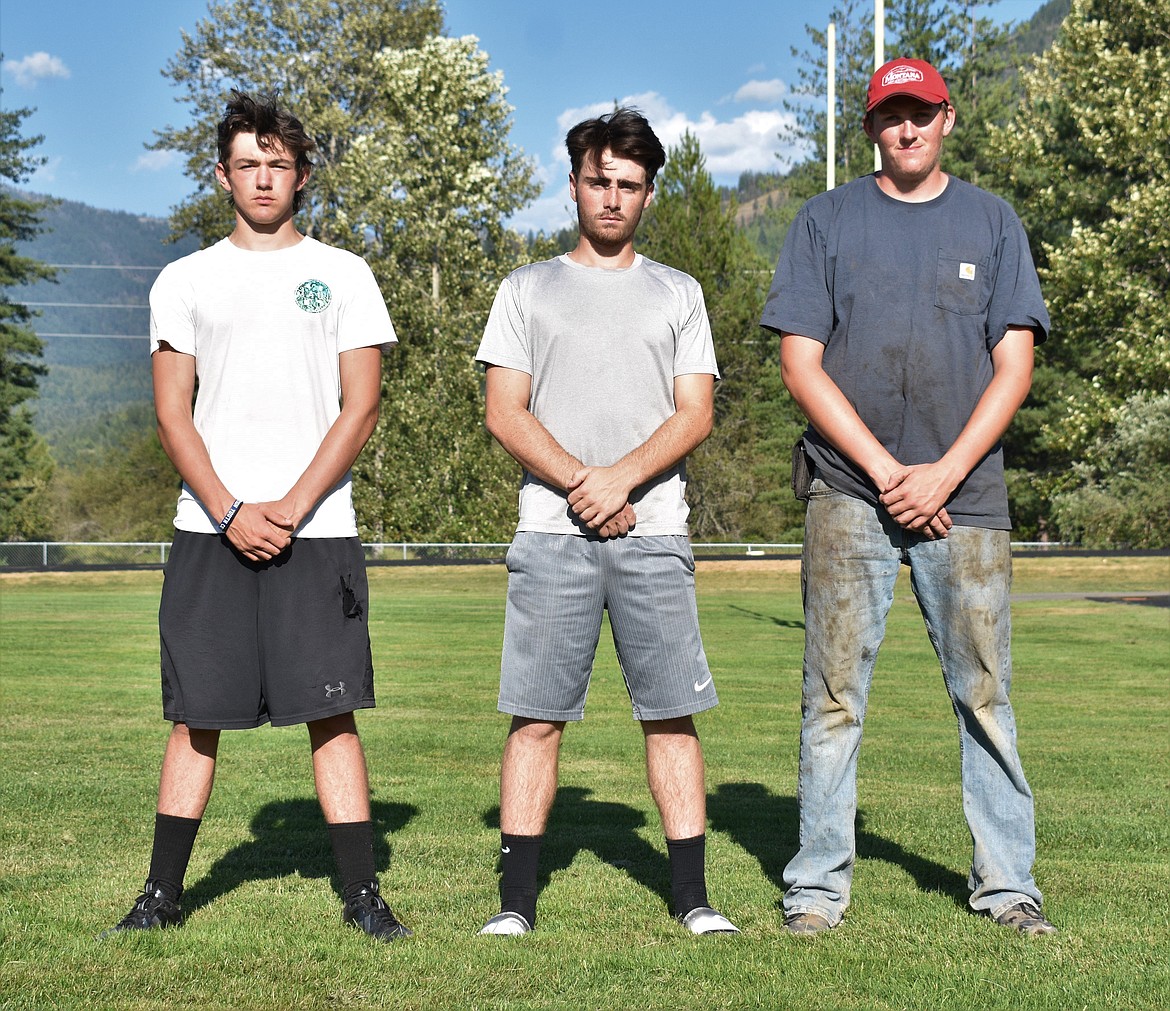 Clark Fork’s three seniors —Matthew Hobbs (left), Cameron Garcia and Chris Wade — pose for a photo.