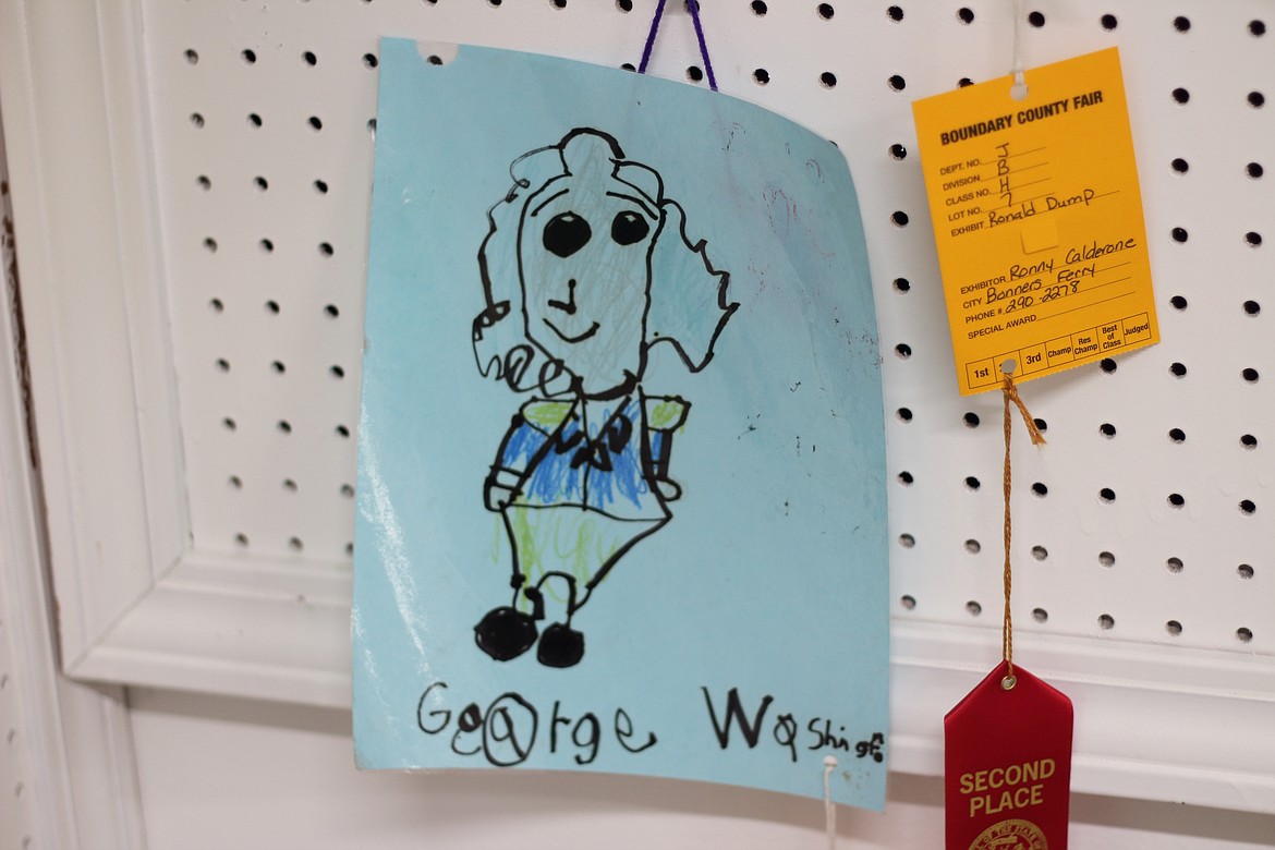 (Photo by VICTOR CORRAL MARTINEZ)
A young artist drew this portrait of George Washington — just one of some of the artwork that was on display at the Boundary County Fair last week.