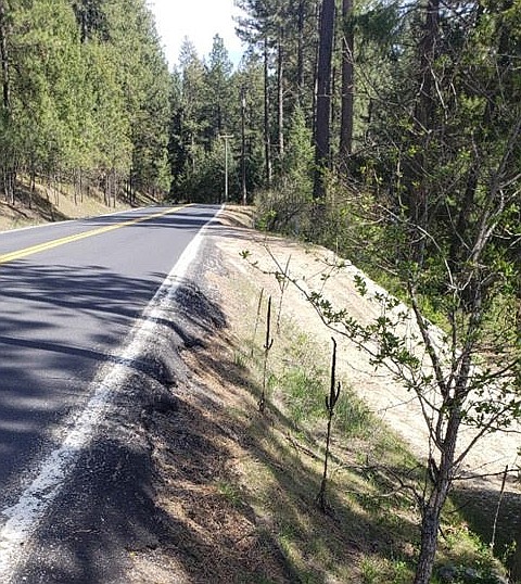 Photo courtesy Jerrell Snell 
 Highway 97 runs above the property owned by  Jerrell Snell, where his RV was struck by a driver on Aug. 13.