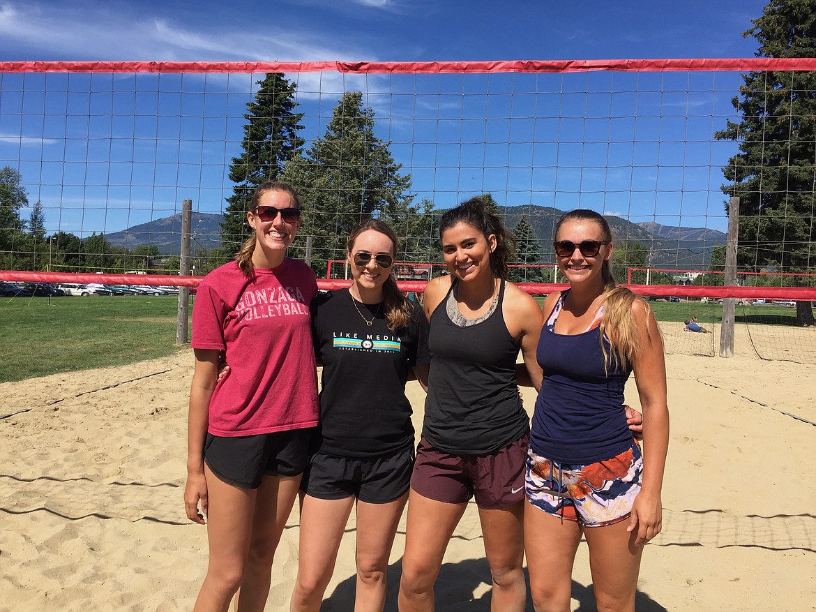 Four SHS volleyball alums were on hand for Saturday’s beach volleyball tourney. Pictured (from left): Hailey Dunn, Darby Scrimsher, Taylor Martin and Piper Wahlin.