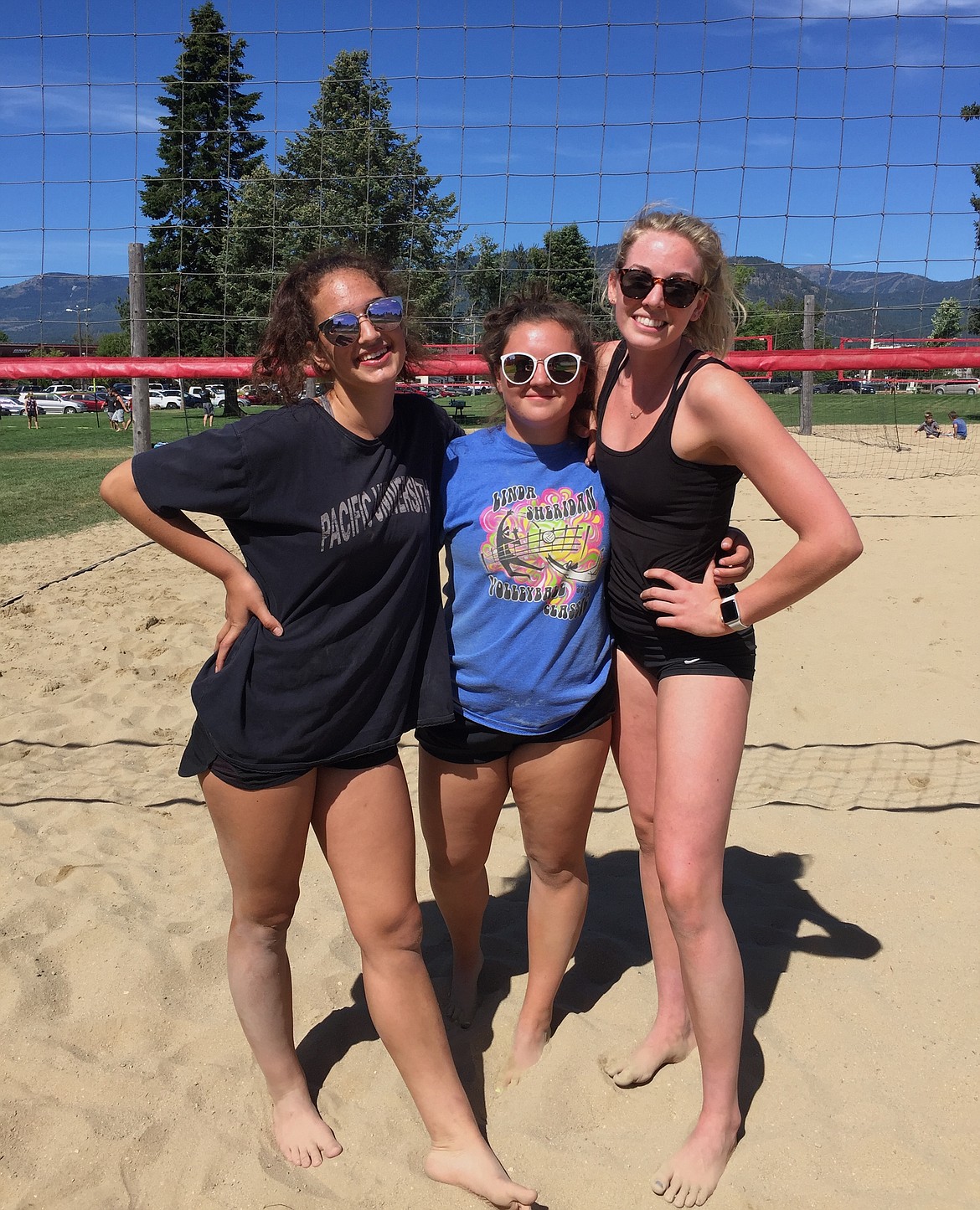 Lauren Breuner (left), Kinzie Ward and Gabby Hicks were members of the winning team from Saturday’s 3-on-3 beach volleyball tournament.