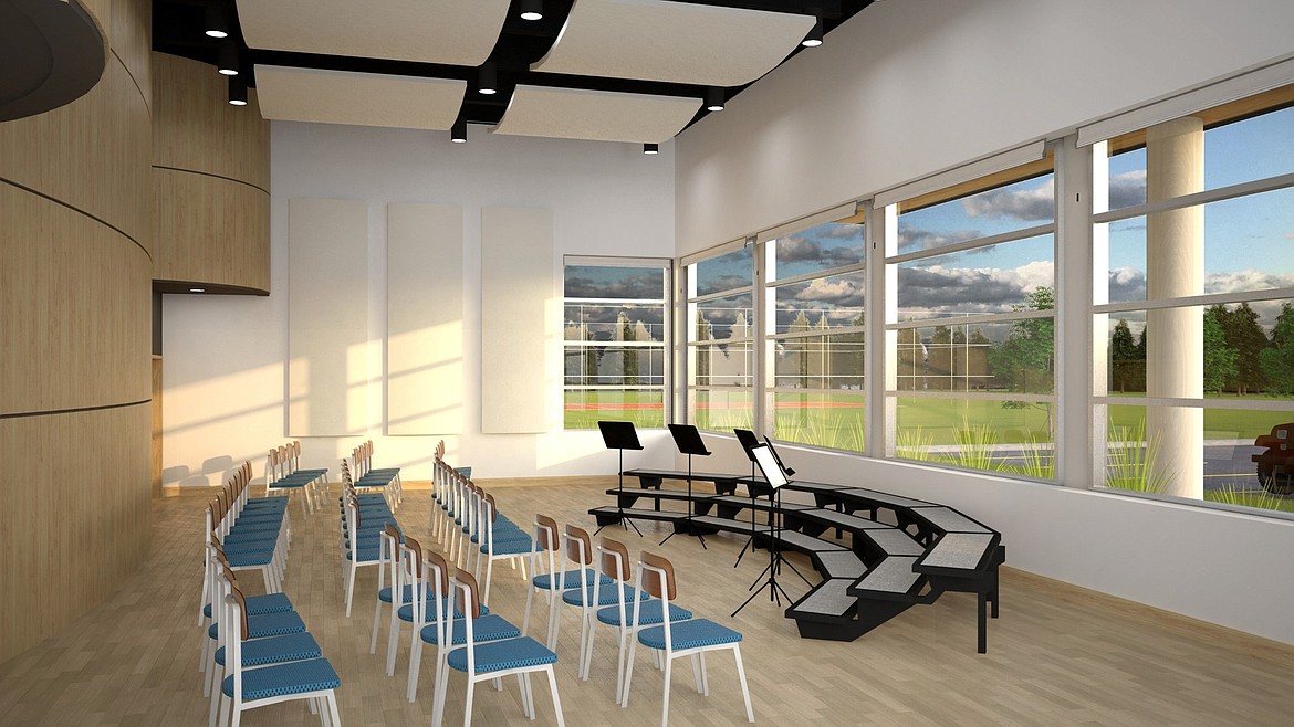 A rendering of the recital hall inside the College Center at Flathead Valley Community College. (Courtesy of Flathead Valley Community College)