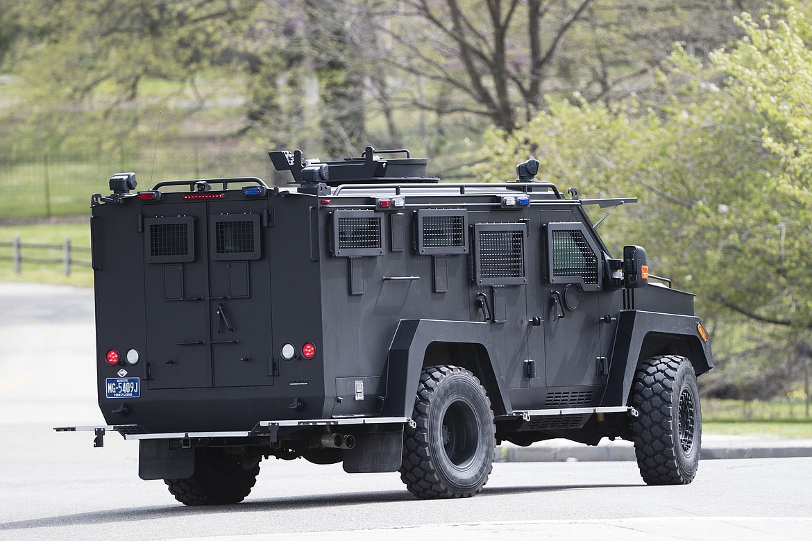 An armor police vehicle drives through Fairmount park in Philadelphia, Monday, April 17, 2017. Authorities in several states are on the lookout for a man police say shot a Cleveland retiree collecting aluminum cans and then posted video of the apparently random killing on Facebook. The suspect is identified as Steve Stephens, a 37-year-old job counselor. Police in Philadelphia say they have &quot;no indication&quot; that the suspect in an apparently random killing in Cleveland is in Philadelphia. (AP Photo/Matt Rourke)