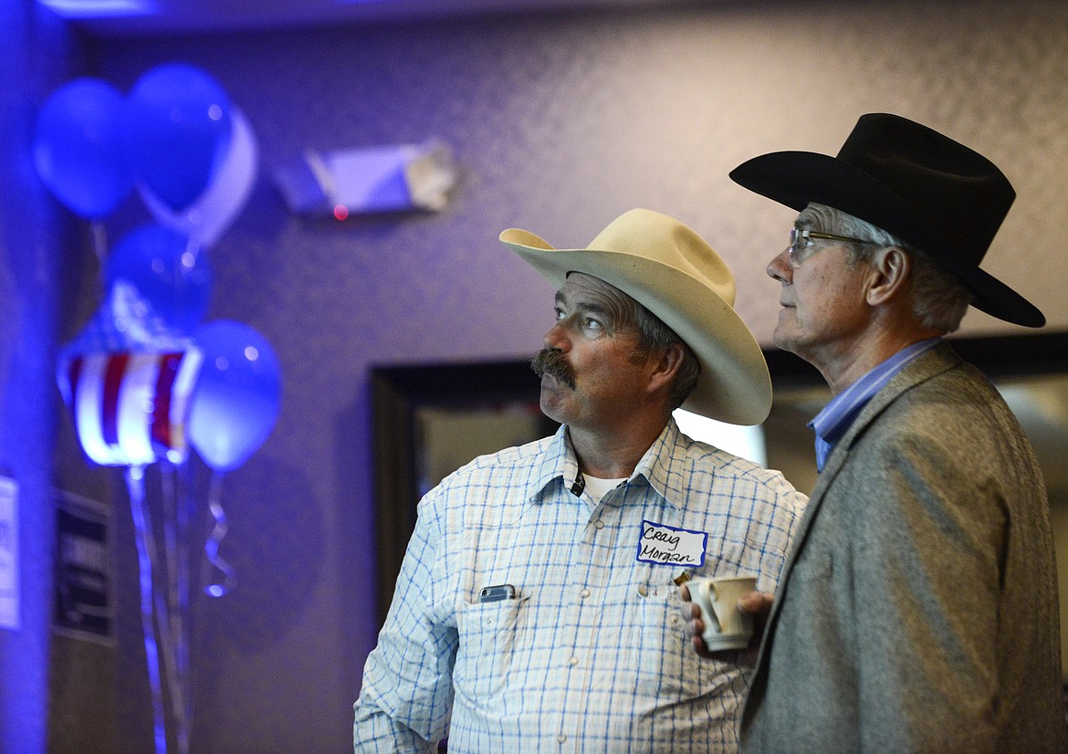 Supporters gathered at the Hilton Garden Inn and watch as Republican candidate Greg Gianforte won the special election for the open Montana House of Representatives seat left vacant by Secretary of the Interior, Ryan Zinke, in Bozeman, Mont., Thursday, May 25, 2017. Gianforte, a technology entrepreneur, defeated Democrat Rob Quist to continue the GOP&#146;s two-decade stronghold on the congressional seat. (Rachel Leathe/Bozeman Daily Chronicle via AP)