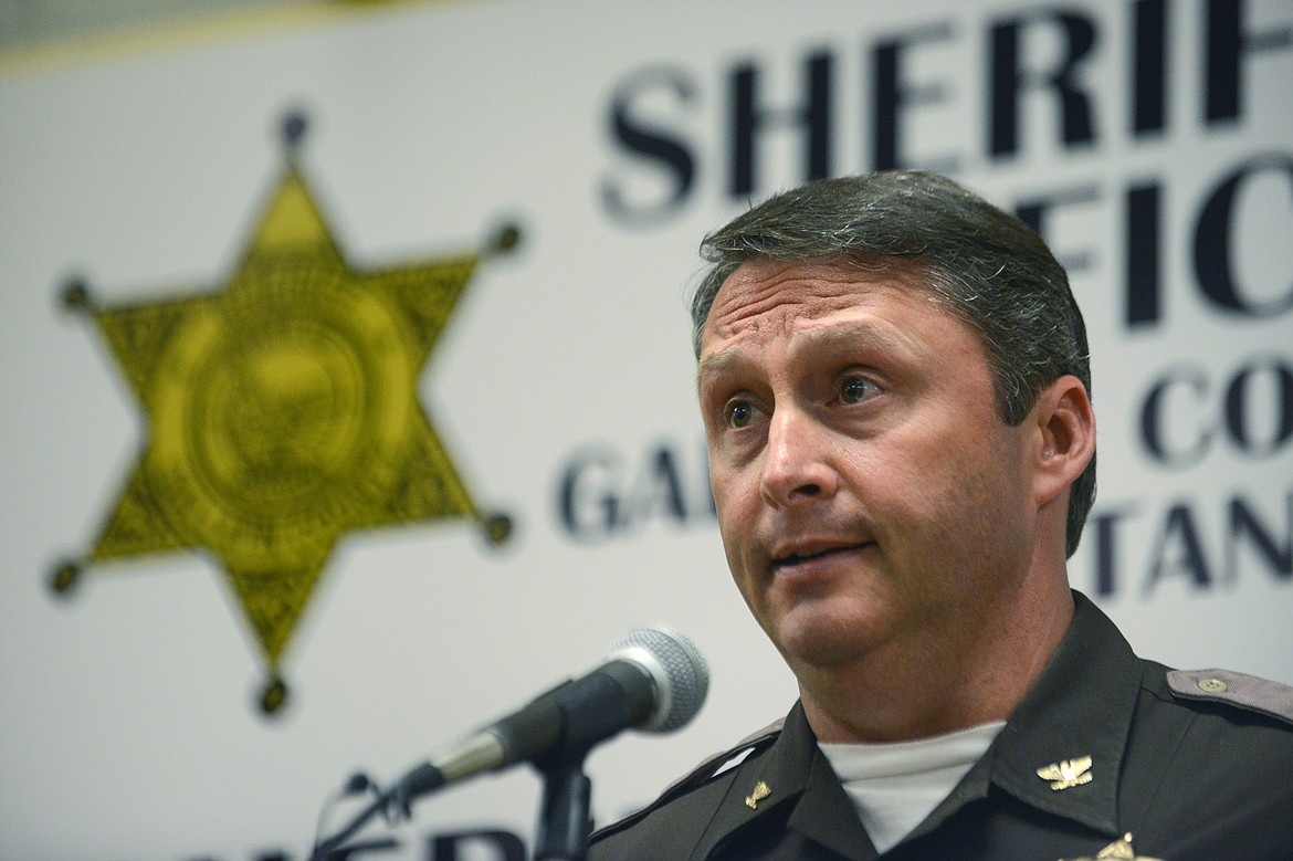 Gallatin County Sheriff Brian Gootkin answers questions Thursday, May 25, 2017, at a Bozeman, Mont., press conference about Montana congressional candidate Greg Gianforte&#146;s misdemeanor assault charge for attacking a reporter on Wednesday. (Rachel Leathe /Bozeman Daily Chronicle via AP)