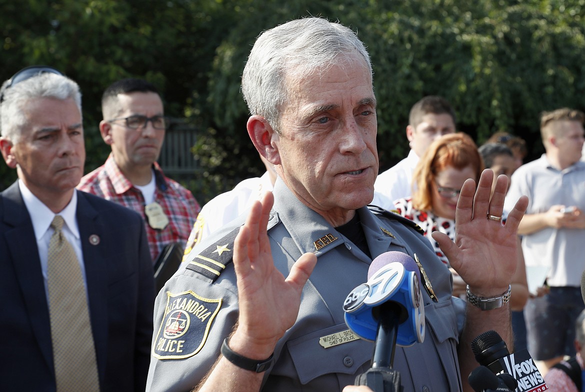 Alexandria, Va. Police Chief Michael Brown speaks about the shooting in Alexandria, Va.,  Wednesday, June 14, 2017, where House Majority Whip Steve Scalise of La. was shot at a Congressional baseball practice. (AP Photo/Alex Brandon)