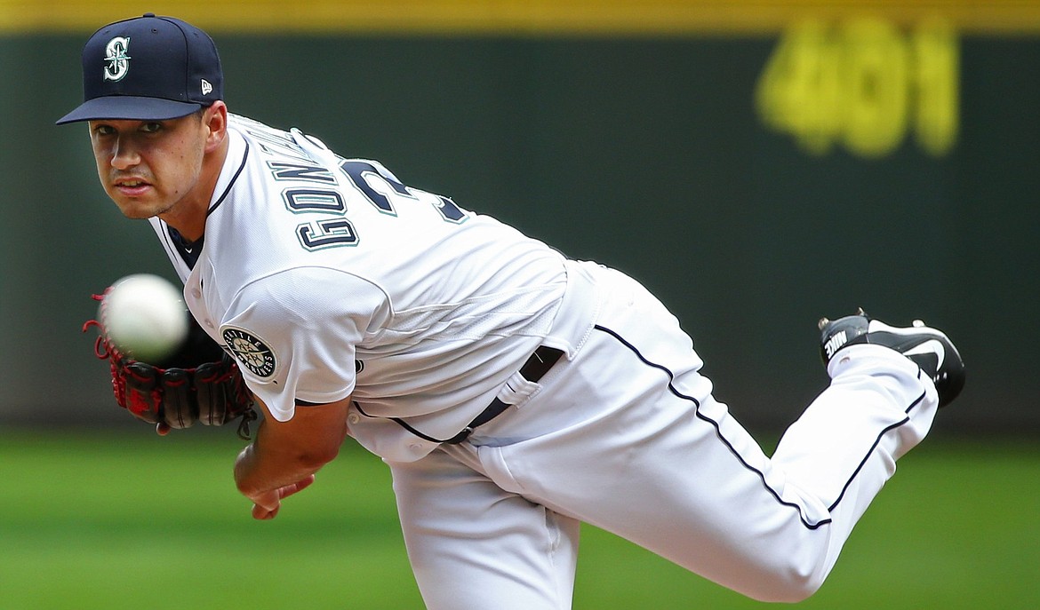 Ken Lambert/TNS
Seattle Mariners starting pitcher Marco Gonzalez on the mound in the first inning against the Baltimore Orioles on Wednesday, Aug. 16, 2017, at Safeco Field in Seattle.