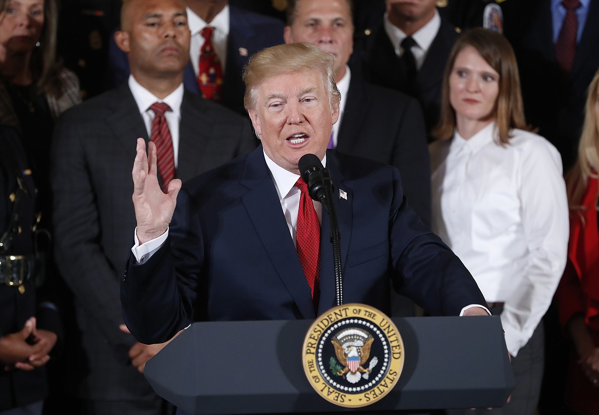 President Donald Trump speaks during an event to declare the opioid crisis a national public health emergency in the East Room of the White House, Thursday, Oct. 26, 2017, in Washington.  (AP Photo/Pablo Martinez Monsivais)