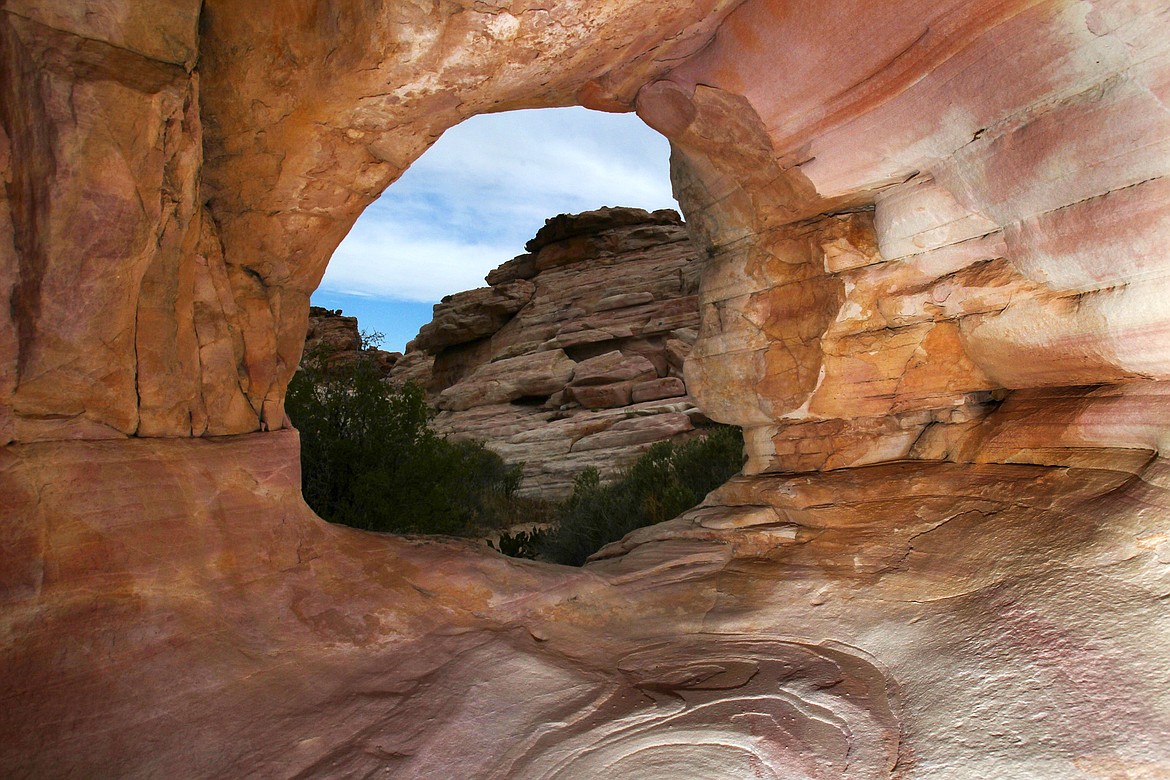 FILE - This April 5, 2012 file photo shows rock formations in Gold Butte, located about 90 miles northeast of Las Vegas. Environmentalists have sued the administration of President Donald Trump seeking to pry loose details of its plan to shrink some national monuments and open the protected areas to more resource development. (Jeff Scheid/Las Vegas Review-Journal via AP, File)