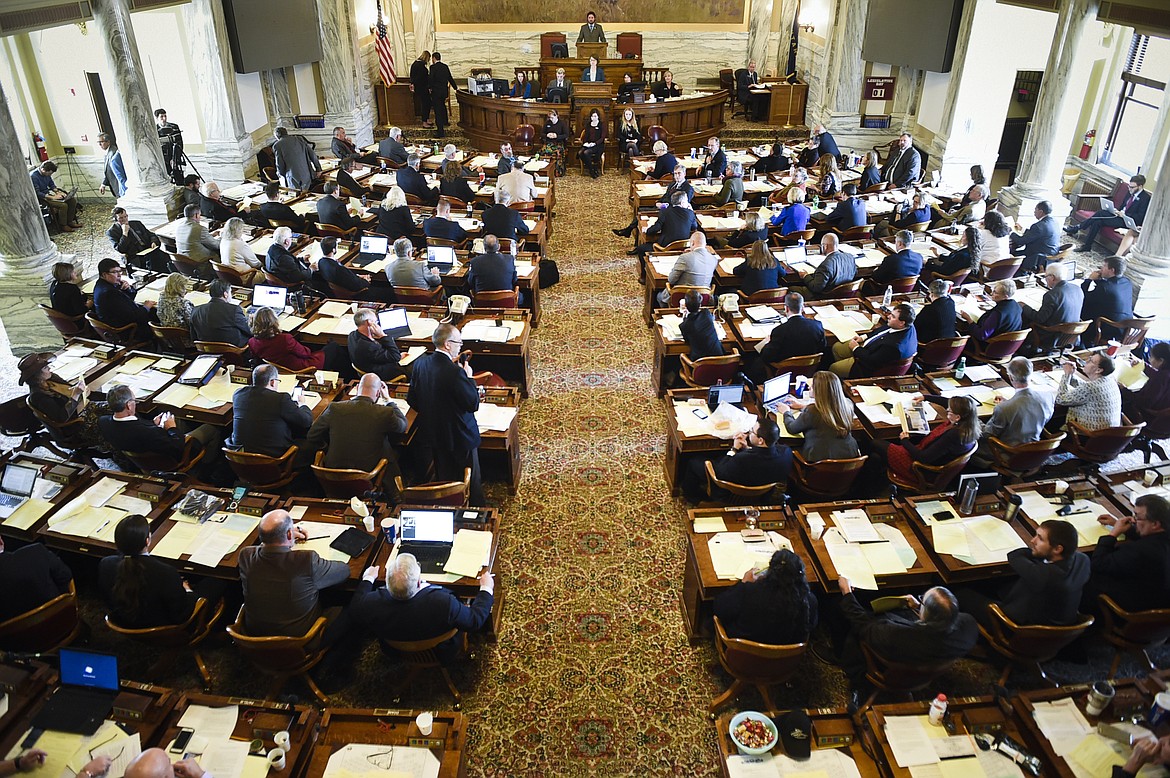 The full assembly of the state house of representatives Tuesday, Nov. 14, 2017,  during the special legislative session in Helena, Mont.   (Thom Bridge/Independent Record via AP)