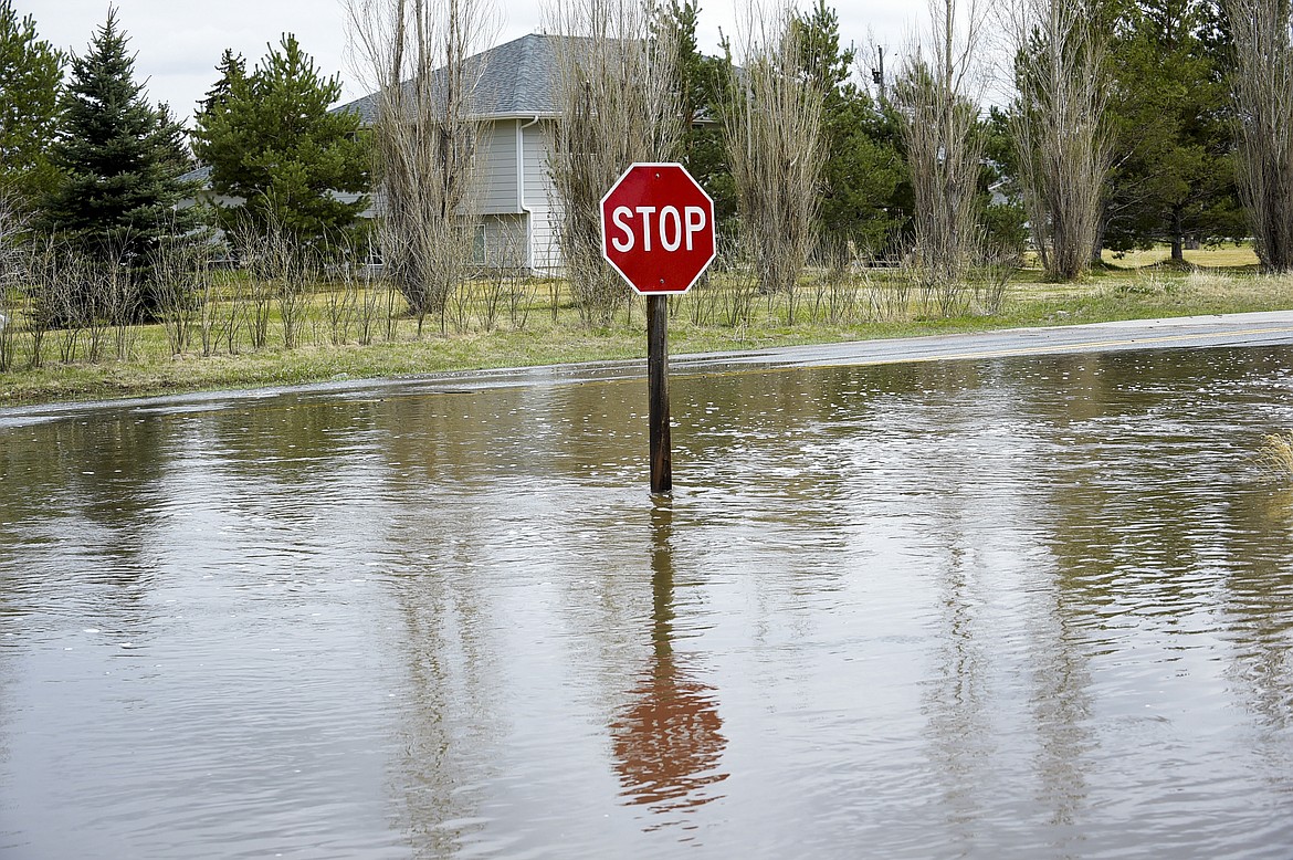 A scene from the Helena Valley Monday, April 30, 2018, where Ten Mile Creek jumped its banks and caused flooding in some residential areas.  (Thom Bridge/Independent Record via AP)