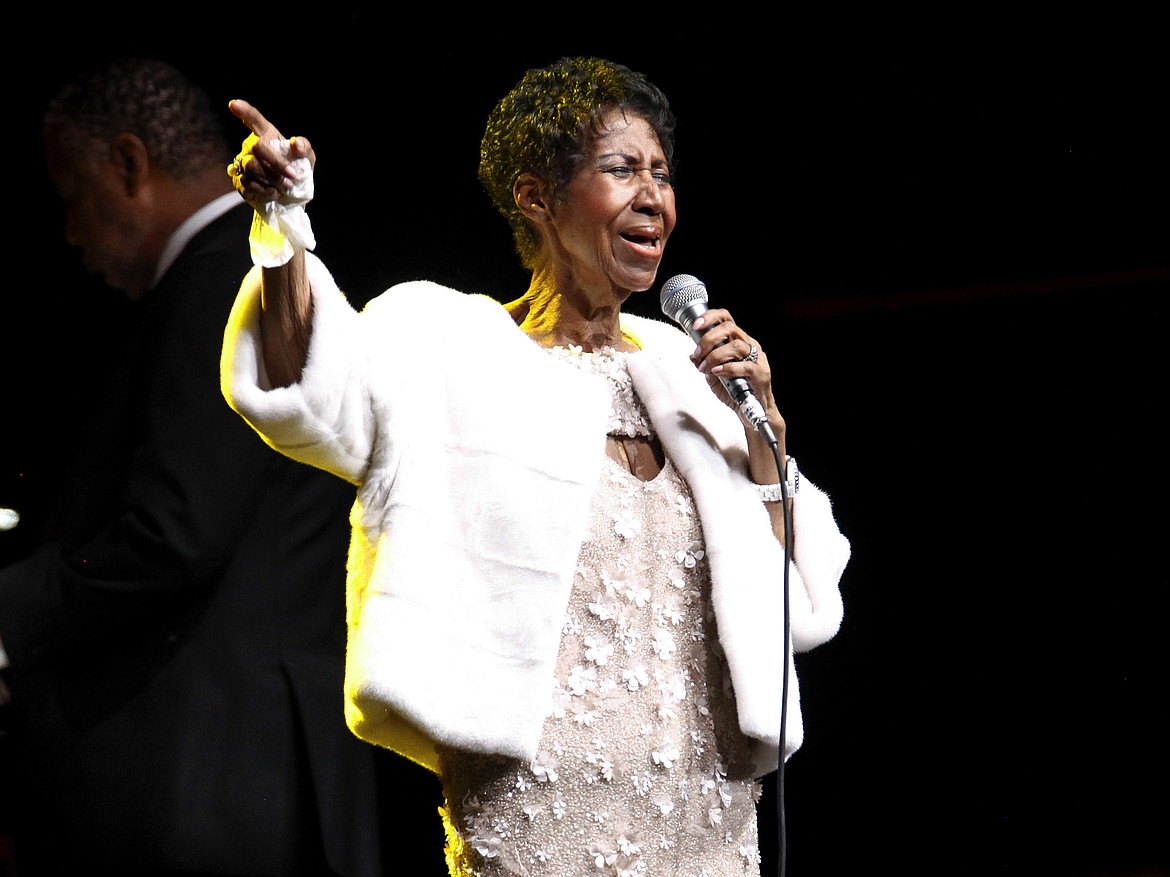 FILE - In this Nov. 7, 2017 file photo, Aretha Franklin attends the Elton John AIDS Foundation's 25th Anniversary Gala in New York.  Franklin died Thursday, Aug. 16, 2018 at her home in Detroit.  She was 76.  (Photo by Andy Kropa/Invision/AP, File)