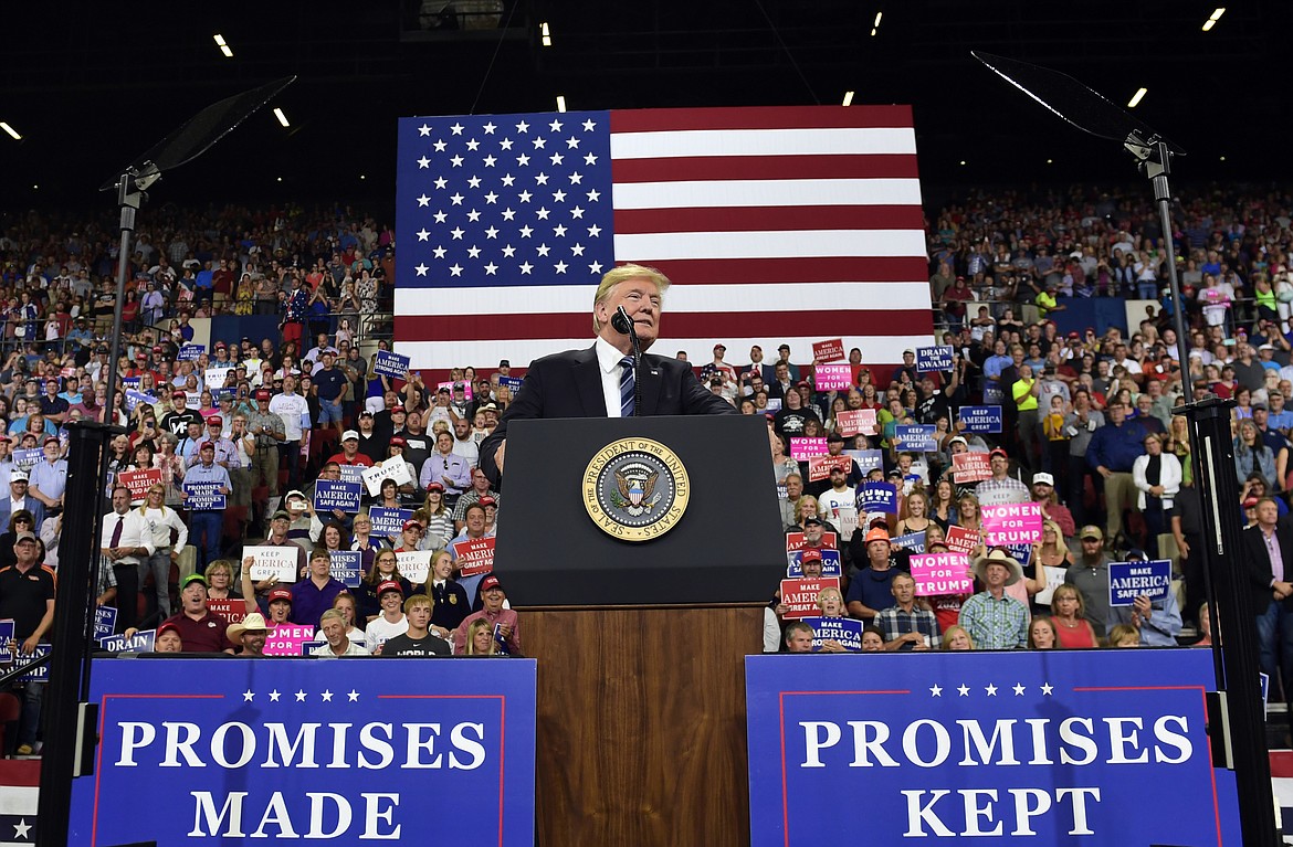 President Donald Trump speaks at a rally in Billings, Mont., Thursday, Sept. 6, 2018.(AP Photo/Susan Walsh)