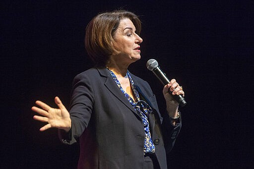 Amy Klobuchar speaks at a campaign rally in Salt Lake City on Monday March 2, 2020. She dropped out of the presidential race shortly after the event.  (Rick Egan/The Salt Lake Tribune via AP)