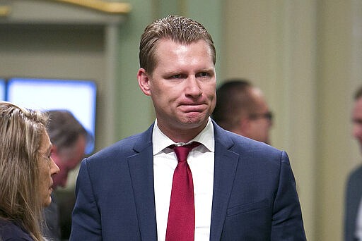 FILE - This Aug. 17, 2017 file photo shows Assembly Republican Chad Mayes, of Yucca Valley, at the Capitol in Sacramento, Calif. California voters are picking through 101 legislative contests Tuesday, March 3, 2020 from a battle between two Democratic dynasties to nasty infighting among outnumbered Republicans. The top two vote-getters will move on to the November general election, regardless of party affiliation. (AP Photo/Rich Pedroncelli, File)