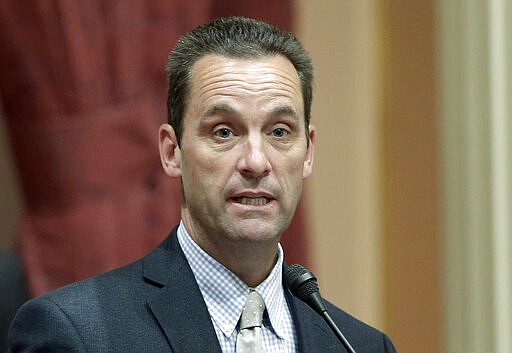 FILE - In this May 28, 2014, file photo, California state Sen. Steve Knight, R-Palmdale, speaks at the Capitol in Sacramento, Calif. Kinght is a candidate for the 25th Congressional District seat in the upcoming California Primary election. California is one of the most heavily Democratic states in the country, but Republicans this year are determined to regain a string of U.S. House seats the party lost to Democrats two years ago. President Donald Trump, who wants the House back under GOP control and House Speaker Nancy Pelosi demoted, has said that with hard work Republicans &quot;can pick up seven seats in the state of California.&quot; (AP Photo/Rich Pedroncelli, File)