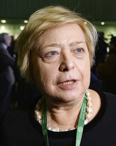 In this Saturday, Jan. 11, 2020 photo the President of Poland's Supreme Court Malgorzata Gersdorf talks to reporters in Warsaw, Poland about doubts being raised over the legitimacy of recent judicial appointments made under new regulations that involve politicians in the process. A top constitutional court is to rule Tuesday, March 3, 2020 whether such appointments are legal. (AP Photo/Czarek Sokolowski)