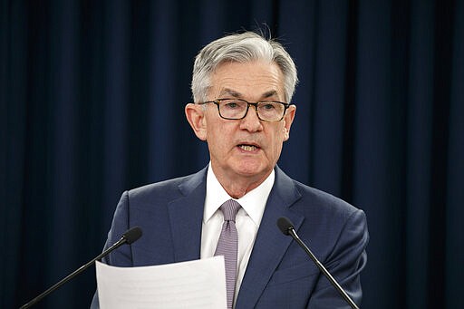 Federal Reserve Chair Jerome Powell speaks during a news conference, Tuesday, March 3, 2020, to discuss an announcement from the Federal Open Market Committee, in Washington. In a surprise move, the Federal Reserve cut its benchmark interest rate by a sizable half-percentage point in an effort to support the economy in the face of the spreading coronavirus. Chairman Jerome Powell noted that the coronavirus &#147;poses evolving risks to economic activity.&quot;&#160; (AP Photo/Jacquelyn Martin)