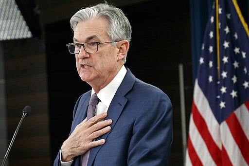 Federal Reserve Chair Jerome Powell speaks during a news conference, Tuesday, March 3, 2020, to discuss an announcement from the Federal Open Market Committee, in Washington. In a surprise move, the Federal Reserve cut its benchmark interest rate by a sizable half-percentage point in an effort to support the economy in the face of the spreading coronavirus. Chairman Jerome Powell noted that the coronavirus &quot;poses evolving risks to economic activity.&quot; (AP Photo/Jacquelyn Martin)