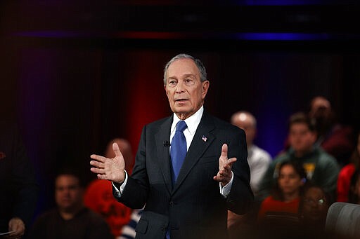 Democratic presidential candidate former New York City Mayor Mike Bloomberg speaks during a FOX News Channel Town Hall, co-moderated by FNC's chief political anchor Bret Baier of Special Report and The Story anchor Martha MacCallum, at the Hylton Performing Arts Center in Manassas, Va., Monday, March 2, 2020. Bloomberg has spent heavily on TV ads for weeks in Minnesota as part of a Super Tuesday strategy that bypassed the earliest-voting states. (AP Photo/Carolyn Kaster)