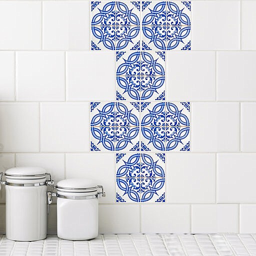 This photo shows StickPretty tile decals called Azul Mosaic #3, and can transform any tiled space into an artful eyeful of color and pattern. Renters have traditionally been limited in how boldly they can decorate and still get their security deposit back. But new products are making renters' decorating dreams more doable. (StickPretty via AP)