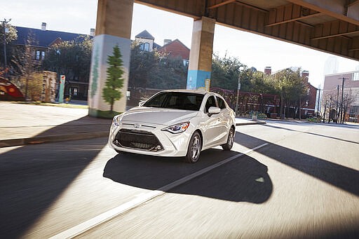 This photo provided by Toyota shows the 2020 Toyota Yaris, a subcompact sedan that provides excellent value. (Courtesy of Toyota Motor Sales U.S.A. via AP)