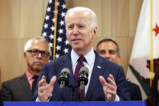Democratic presidential candidate former Vice President Joe Biden speaks Wednesday, March 4, 2020, in Los Angeles. (AP Photo/Marcio Jose Sanchez)