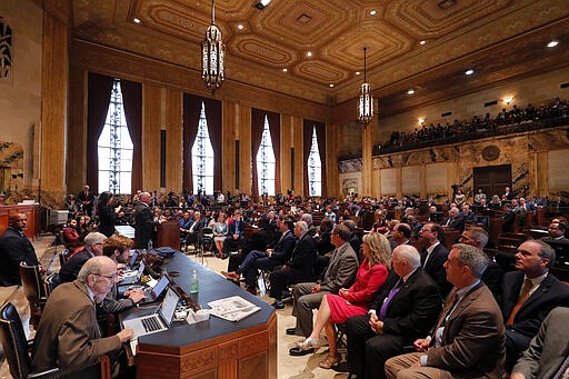 Louisiana Gov. John Bel Edwards speaks in the House Chambers for the opening of the 2020 general legislative session in Baton Rouge, La., Monday, March 9, 2020. Edwards announced to the legislature that Louisiana today had its first confirmed case of the virus in Jefferson Parish. (AP Photo/Gerald Herbert)