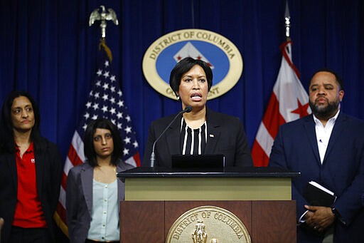 District of Columbia Mayor Muriel Bowser speaks at a news conference to announce the first presumptive positive case of the coronavirus, technically known as COVID-19, in Washington, Saturday, March 7, 2020. (AP Photo/Patrick Semansky)