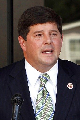 File - In this May 13, 2014 file photograph, U.S. Rep. Steven Palazzo, R-Miss., addresses an audience in Waveland, Miss. Palazzo, the incumbent for Mississippi's Fourth Congressional District seat, faces two opponents in the Republican party primary. (Tim Isbell/The Sun Herald via AP, File)