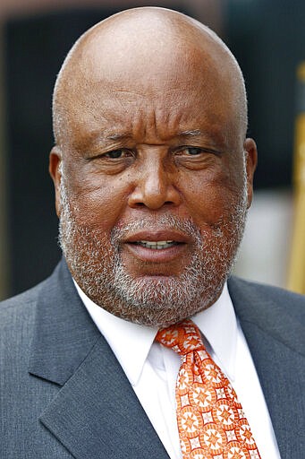 File - In this Oct. 18, 2018 file photograph, Democratic U.S. Rep. Bennie Thompson of Mississippi's Second Congressional District, speaks in Tougaloo, Miss. Thompson faces one challenger in his party primary, Sonia Rathburn. (AP Photo/Rogelio V. Solis, File)