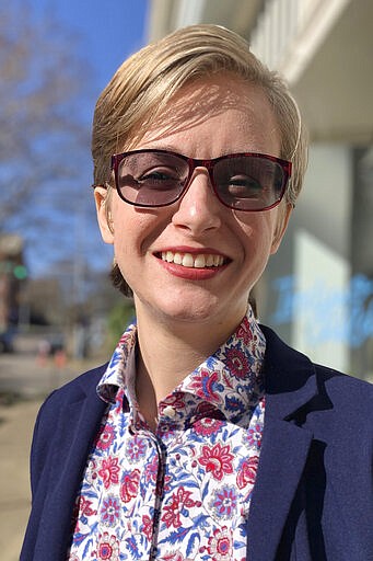 Katelyn Lee, a Democratic Party primary candidate for Mississippi's 3rd Congressional District, poses for a photo in Meridian, Miss., Friday, March 6, 2020. Lee faces Dorothy &quot;Dot&quot; Benford for the nomination. (Erin Kelly/The Meridian Star via AP)