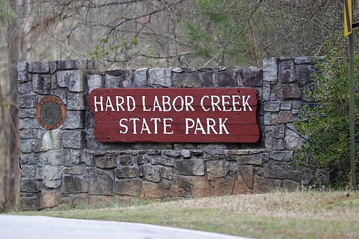 Hard Labor State Creek Park is shown Wednesday, March 11, 2020, in Rutledge, Ga. The state is using the park to locate emergency mobile units to quarantine people who may have been exposed to the coronavirus. Currently, one person who tested positive for the virus is being isolated at the park,  according to a statement from Gov. Brian Kemp. (AP Photo/John Bazemore)