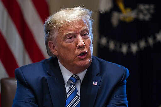 President Donald Trump speaks during a meeting with banking industry executives about the coronavirus, at the White House, Wednesday, March 11, 2020, in Washington. (AP Photo/Evan Vucci)