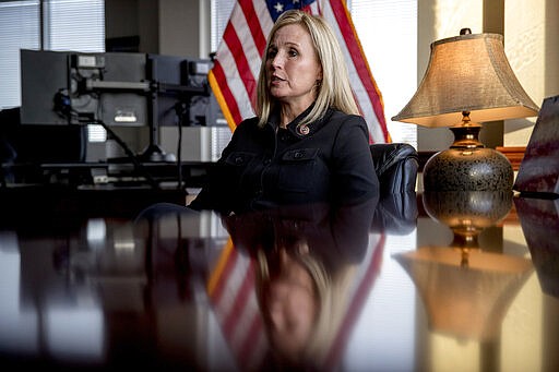 Wendy Woolcok, the special agent in charge of the Drug Enforcement Administration's special operations division, speaks during an interview at their command center in Chantilly, Va., Wednesday, March 11, 2020, as &quot;Project Python&quot; coordinates arrests simultaneously across the country.  (AP Photo/Andrew Harnik)