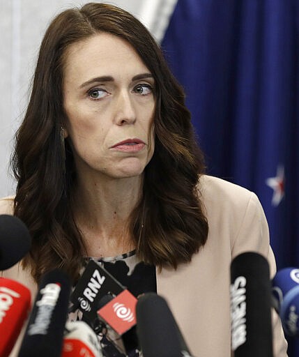 New Zealand Prime Minister Jacinda Ardern addresses a press conference in Christchurch, New Zealand, Friday, March 13, 2020. Events to mark the death of 51 people who were killed and dozens more injured when a gunman attacked two mosques in Christchurch on March 15, 2019, begin today. (AP Photo/Mark Baker)