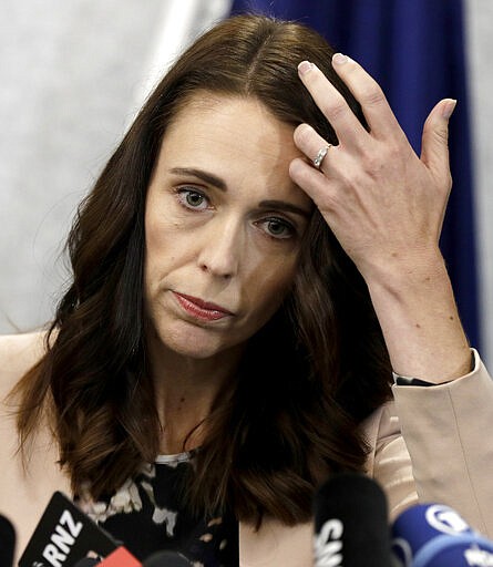 New Zealand Prime Minister Jacinda Ardern answers a question during a press conference in Christchurch, New Zealand, Friday, March 13, 2020.Events to mark the death of fifty-one people who were killed and dozens more injured when a gunman attacked two mosques in Christchurch March 15, 2019 begin today. (AP Photo/Mark Baker)